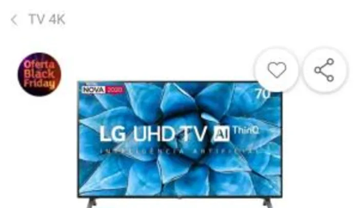 Smart TV LG 70'' 70UN7310 Ultra HD 4K | R$3979