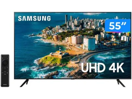 Smart TV 55” UHD 4K LED Samsung UN55CU7700GXZD - VA Wi-Fi Bluetooth com Alexa 3 HDMI Nova Linha