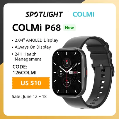 Smartwatch Colmi P68  - Tela Amoled 2,04"