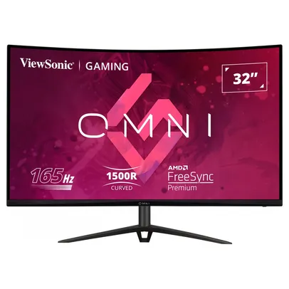 Monitor Gamer ViewSonic Omni 31.5 LED Full HD, Curvo, 165 Hz, 1ms, HDMI e DisplayPort, 103% sRGB, FreeSync Premium, Som Integrado - VX3218