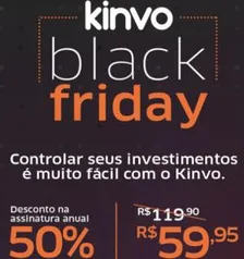 50% off na assinatura anual da Kinvo