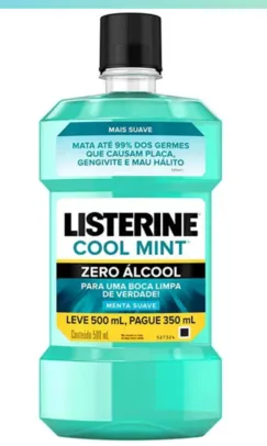 R$ 9,96 Enxaguatório Bucal Zero, Listerine, 500ml | R$9,96