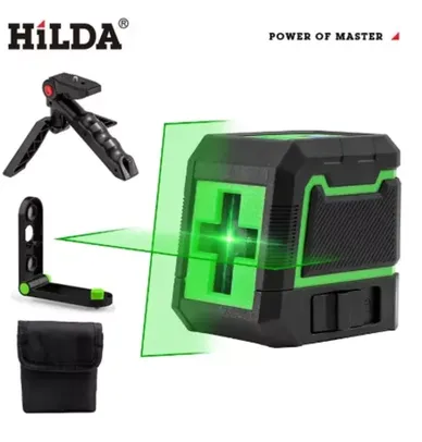 Nivel Laser Hilda Verde 2 Linhas, opções com Tripé e suporte de parede