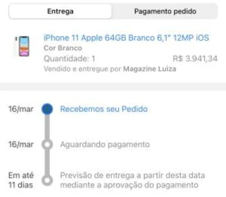 iPhone 11 64 GB Branco | R$ 3941