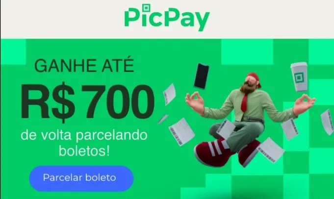 (Usuários Selecionados) Ganhe 20% de volta, pagando boletos parcelados no PicPay