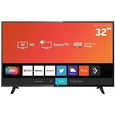 Smart TV LED 32" HD AOC 32S5295/78G com HDR, Wi-Fi, Miracast, Botão Netflix, Botão YouTube, Conversor Digital Integrado, HDMI e USB