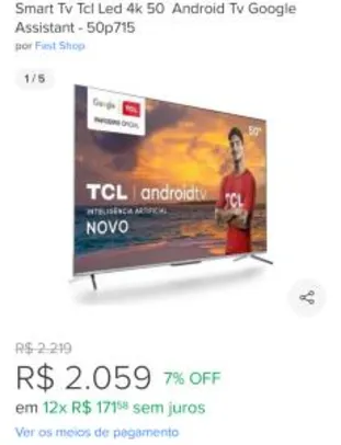 Smart TV 50" 4K TCL P715 | R$2.059