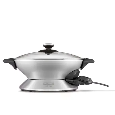 Panela Elétrica Tramontina by Breville Wok Chef em Alumínio Fundido com Tampa de Vidro 6L