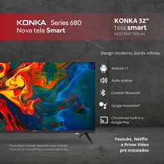 Smart TV Konka LED 32 Design sem bordas, Google Assistant e Android TV com Bluetooth KDG32