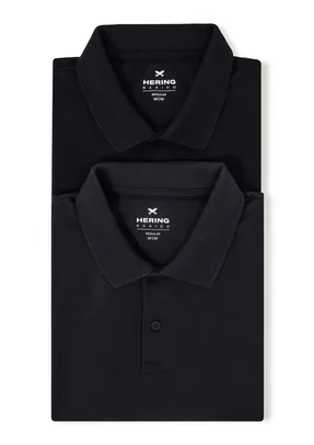 Kit Com 2 Camisas Polo Básicas Masculinas - Preto E Azul