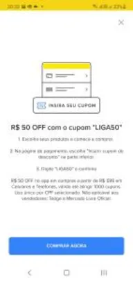 Cupom para smartphone acima de R$ 699 até R$ 1000