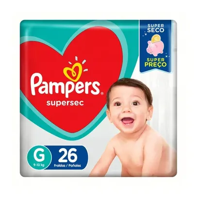 Fralda Descartável Infantil Pampers Supersec G Pacote 26 Unidades