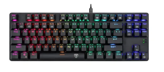 Teclado Gamer Mecânico T-Dagger Bora, Switch Blue, RGB, Black, ABNT, T-TGK315-BL