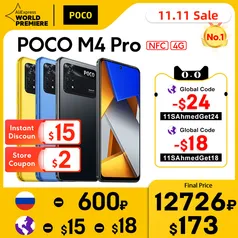 Versão Global POCO M4 Pro 4G Smartphone 6GB 128GB NFC 90HZ 33W