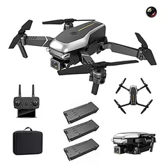 YIFAFA Drone HJ95 com câmera dupla 4K HD para adultos, quadcóptero dobrável profissional WiFi FPV, drone RC pode voar por 36 minutos com 3 baterias