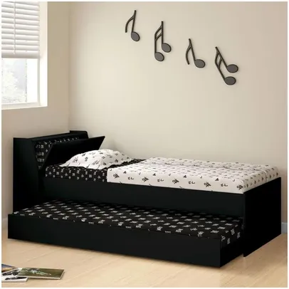 Cama Solteiro Bicama Ditália Bb-28 Preto