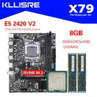 Kit Xeon E5 2420, Placa Mãe X79 e 2 memória ram ddr3 4gb | R$ 411