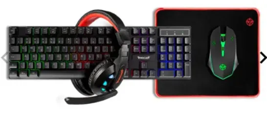 Combo Gamer TGT Ariete 4x1, Rainbow, Teclado ABNT, Mouse 1600DPI, Mousepad Pequeno, Headset Drivers 40mm, TGT-ART-RBW01