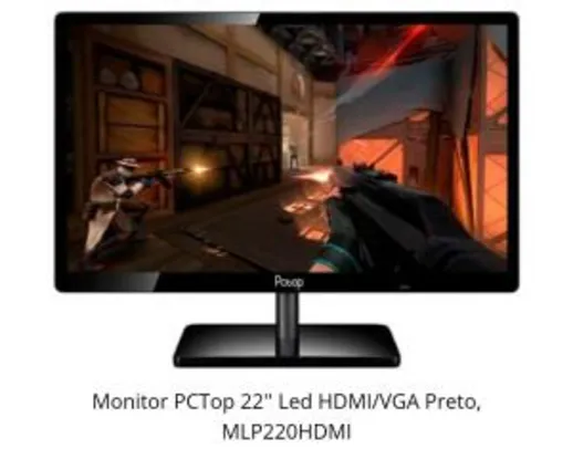 MONITOR PCTOP 22'' LED HDMI/VGA PRETO, MLP220HDMI
