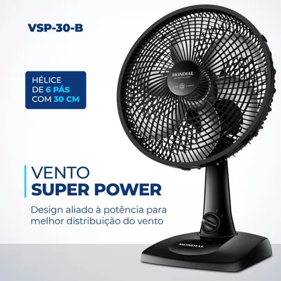 Ventilador De Mesa 30CM 6 Pás Com 3 Velocidades - VSP-30-B- Mondial 