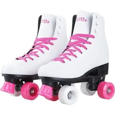 [AME SC R$28] Patins infantil Retrô 4 Rodas Tamanho 35-36 Branco - brink+