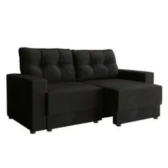 Sofá 3 Lugares Retrátil Lubeck Suede Preto 180 cm - Mobly