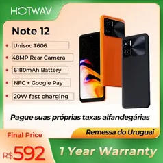 [Brasil | Moedas] HOTWAV-Nota 12 Smartphone, 6,8 "HD +, Android 13, 90Hz, 20W, Carregamento Rápido