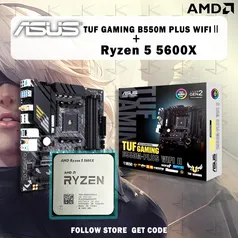 Placa Mãe AMD Ryzen 5 5600X R5 5600X Cpu +  ASUS TUF GAMING B550M PLUS (WI FI) II Micro ATX B550M Motherboard  Without Cooler