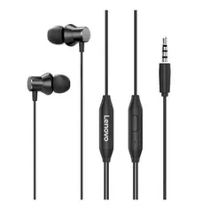 Fone Com Fio In Ear Lenovo Original Microfone 3.5MM Preto