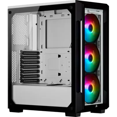 Gabinete Gamer Corsair ICUE 220T TG, Mid-Tower, ATX, RGB, Lateral e Frontal em Vidro Temperado