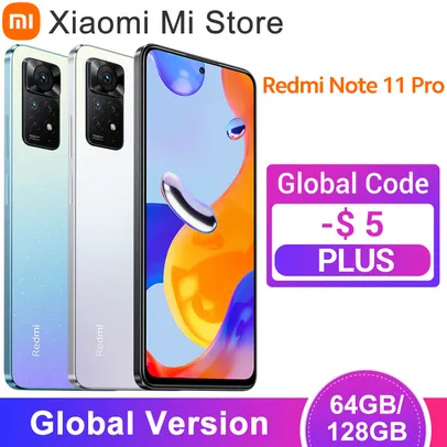 Smartphone Xiaomi Redmi Note 11 Pro Smartphone 64/128gb Mtk Helio G96 Octa Core, 108MP , Tela 120hz 6.67" FHD