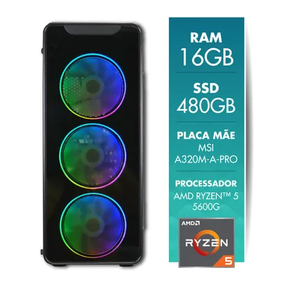 Computador Gamer AMD Ryzen 5 5600G 16GB SSD 480GB Radeon Vega 7 CertoX - Stream 1041