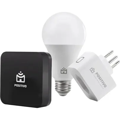 Kit Casa Conectada Positivo Casa Inteligente 3 Itens Smart Controle Universal Smart Plug Wi-Fi Smart