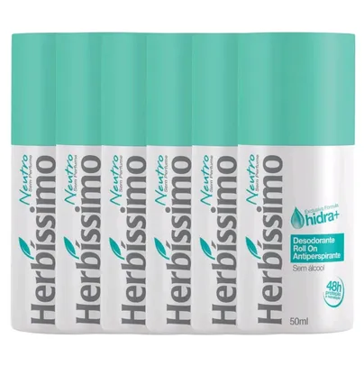 Kit Desodorante Roll-On Herbissimo Neutro 50Ml com 6 unidades #Shopee⚡️