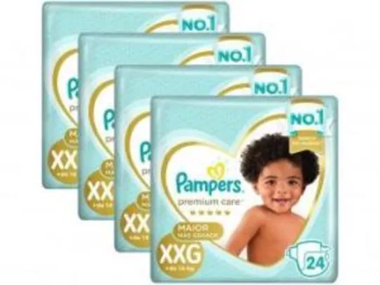 [Clube da Lu] Kit Fraldas Pampers Premium Care - Tam. XXG + de 14Kg 24 Unidades Cada 4 Pacotes - R$90