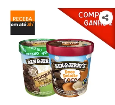 [SP]`Sorvete Ben & Jerry's leve 2 pague 1