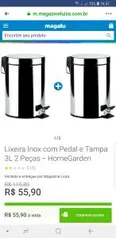 Lixeira Inox com Pedal e Tampa 3L 2 Peças - HomeGarden - R$56