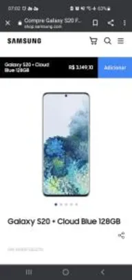 Smartphone Samsung Galaxy s20+ | R$3149