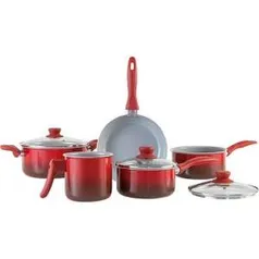 [Sou Barato] Conjunto de Panelas Ceramic Life em Cerâmica 5 Peças Vermelho Brinox  - por R$180