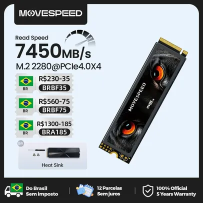 [TAXA INCLUSA] SSD 2TB NVMe M2 7450MB/s MOVESPEED PCIe4.0