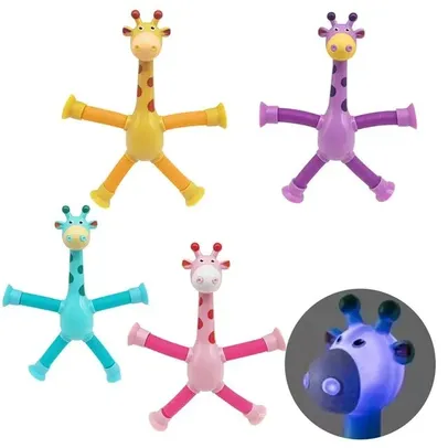 Kit 4 Brinquedos Telescópicos Girafa Para Crianças Com Luzes