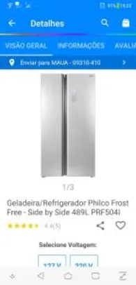 Geladeira/Refrigerador Philco Frost Free - Side by Side 489L PRF504I | R$4199