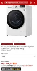 Lava e Seca LG CV5011WG4 com Inteligência Artificial AI DD™ Branca - 11Kg | R$3099