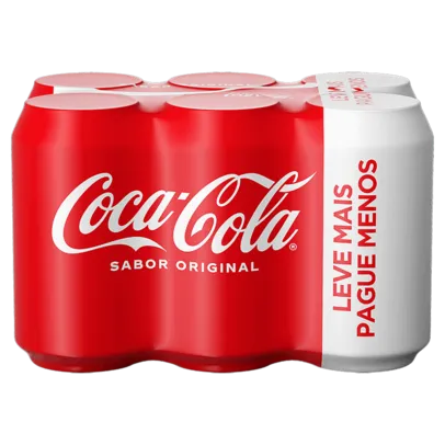 (R$ 1,99 cada) Pack Refrigerante Coca-Cola Original Lata 6 Unidades 350ml