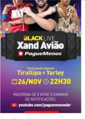 LIVE PAGUE MENOS 26/11 ÀS 22H30