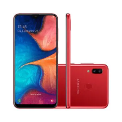 Smartphone Samsung Galaxy A20 32GB Vermelho Tela 6.4" Câmera Dupla 13MP Selfie 8MP Dual Chip Android 9.0