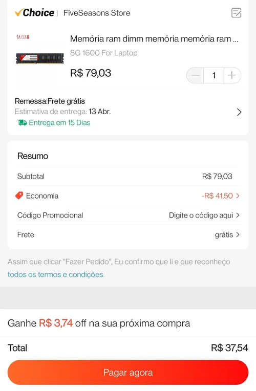 Imagem na descrição da promoção