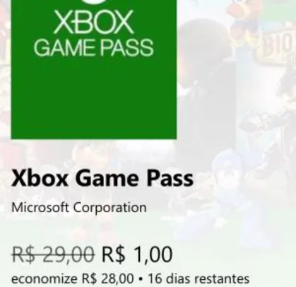 Xbox game pass 1 real 30 dias