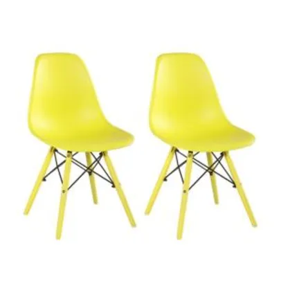 Conjunto com 2 Cadeiras Eames Premium Condá Amarela - R$177