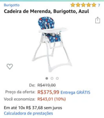 Cadeira de Merenda, Burigotto, Azul R$376